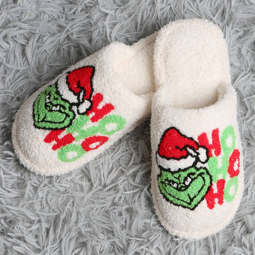HO HO HO Holiday Grinch Slippers