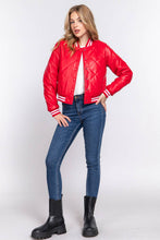 Quilted Faux Leather Bomber Jacket (Multiple Colors)