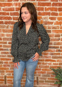 Vine & Love Animal Print Long Sleeve Blouse