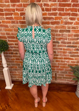 Green & White Patterned Dress