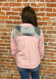 Pink Shacket with Aztec Print