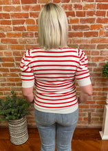 Puff Short Sleeve Sweater (Pink, Red, Pink Stripes or Red Stripes)