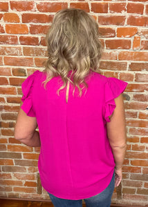 Fuchsia Ruffle Blouse PLUS