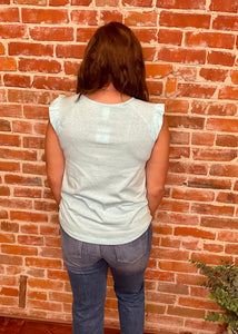 Heathered Ruffle Sleeve Top