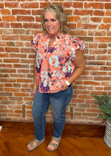 Coral Floral Pattern Top