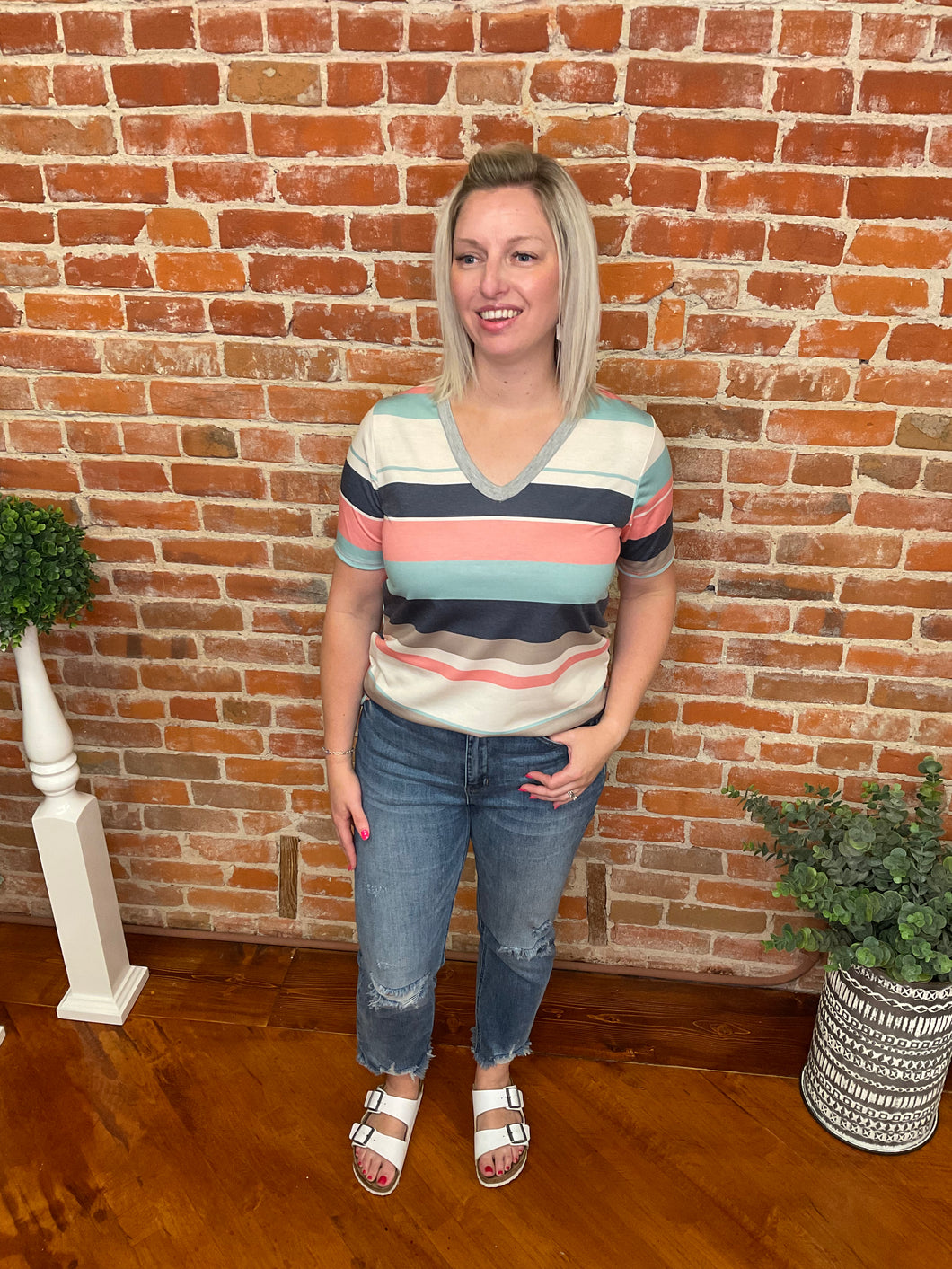 Peach & Mint Stripe Tee