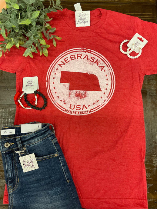 Red Nebraska Seal Tee
