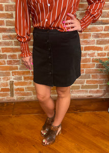 Black button shop down corduroy skirt