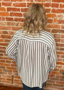 Black & White Striped Long Sleeve Top