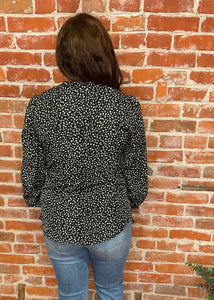 Vine & Love Animal Print Long Sleeve Blouse