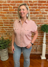 Striped Button Down Top (Navy or Pink)