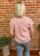Striped Button Down Top (Navy or Pink)