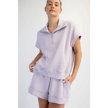 Lavender Quarter Zip Short Sleeve Pullover