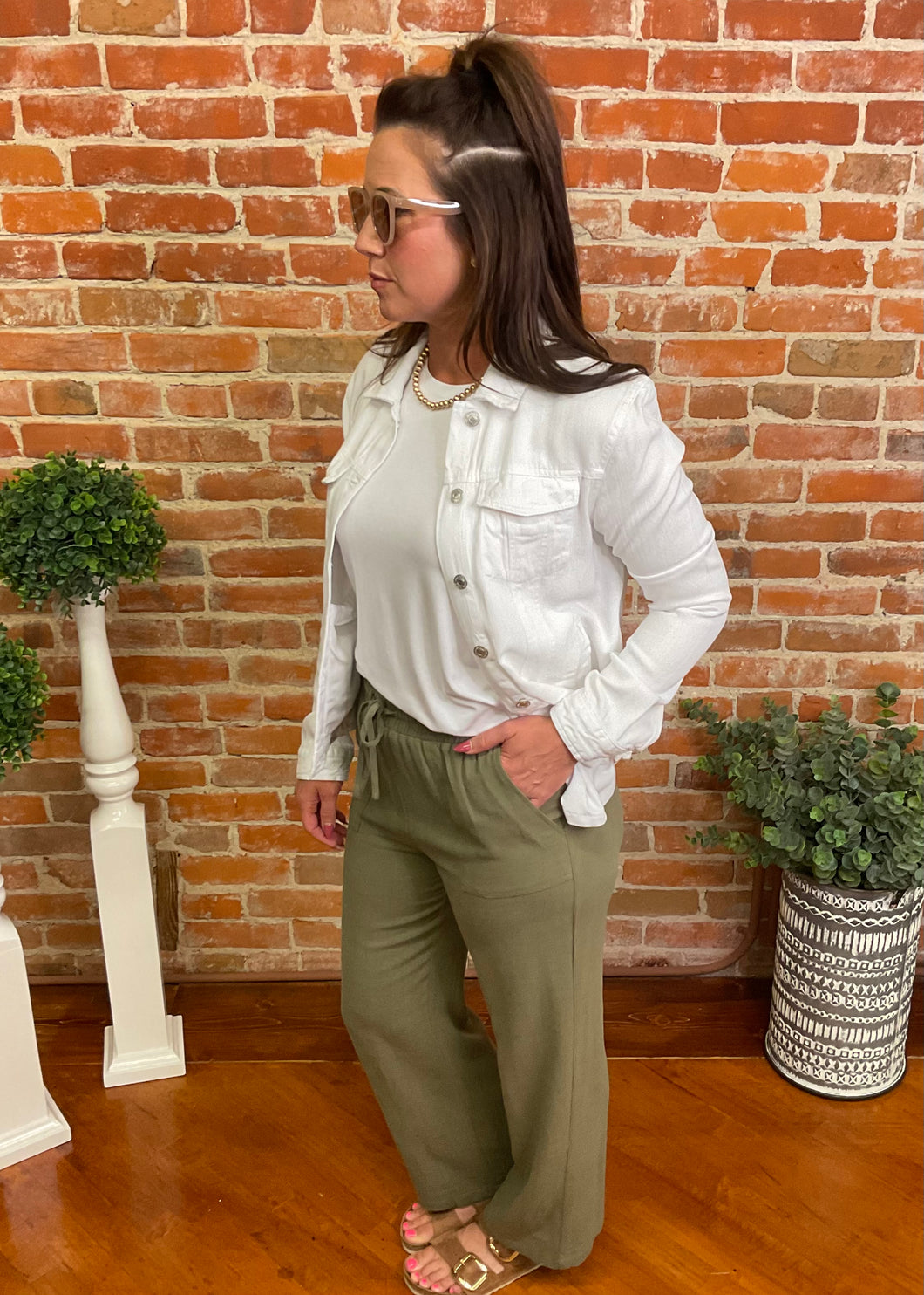Wide leg sales olive green pants