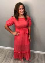 Hot Coral Maxi Dress Off Shoulder