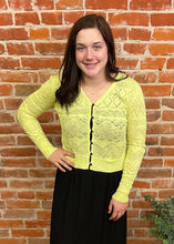 Lemon Pointelle Button Down Cardigan