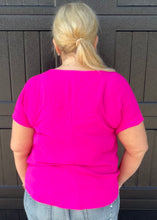 Hot Pink Short Sleeve Blouse