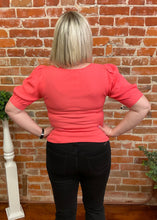 Coral Balloon Sleeve Top