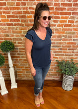 Double Flutter V-Neck Top
