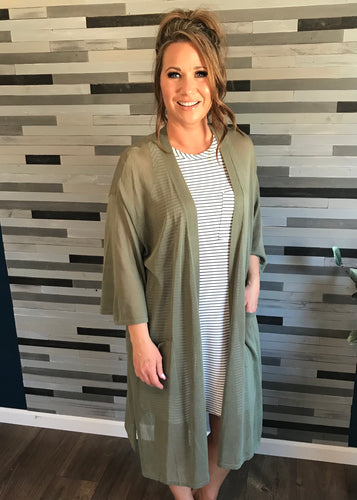 Light Olive Lightweight Duster