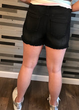 Liverpool Black Gia Glider Shorts with Frayed Hem
