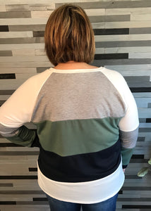 Olive & Navy Color Block Sweatshirt