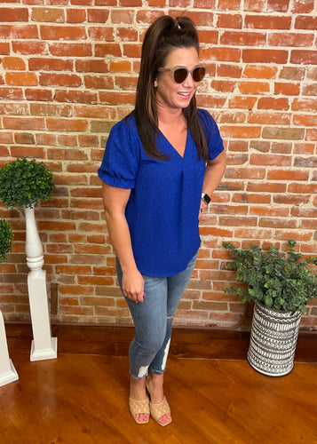 Swiss Dot V-Neck Top