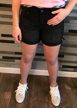Liverpool Black Gia Glider Shorts with Frayed Hem
