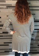 White & Black Striped Long Cardigan