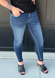 KanCan High Rise Frayed Hem Ankle Skinny