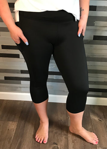 Black High Rise Tech Pocket Capri Legging