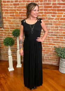 Black Maxi Dress with Flutter Sleeves Brick Road Boutique Black Maxi Dress with Flutter Sleeves Brick Road Boutique