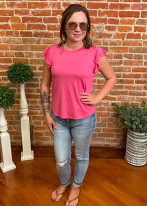 Short Flutter Sleeve Tee