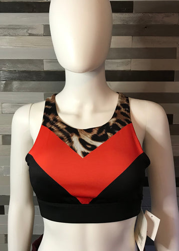 Leopard & Red Sports Bra