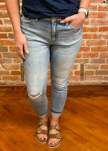 KanCan High-Rise Mom Jean with Cuffed Hem