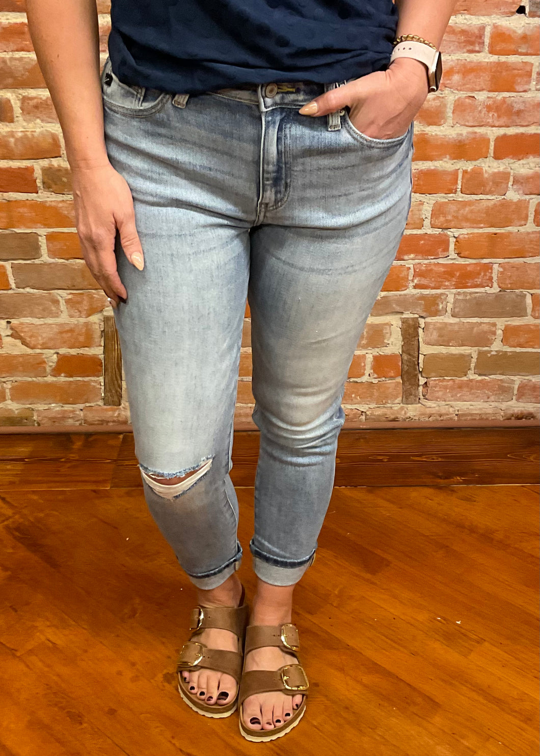 KanCan High-Rise Mom Jean with Cuffed Hem