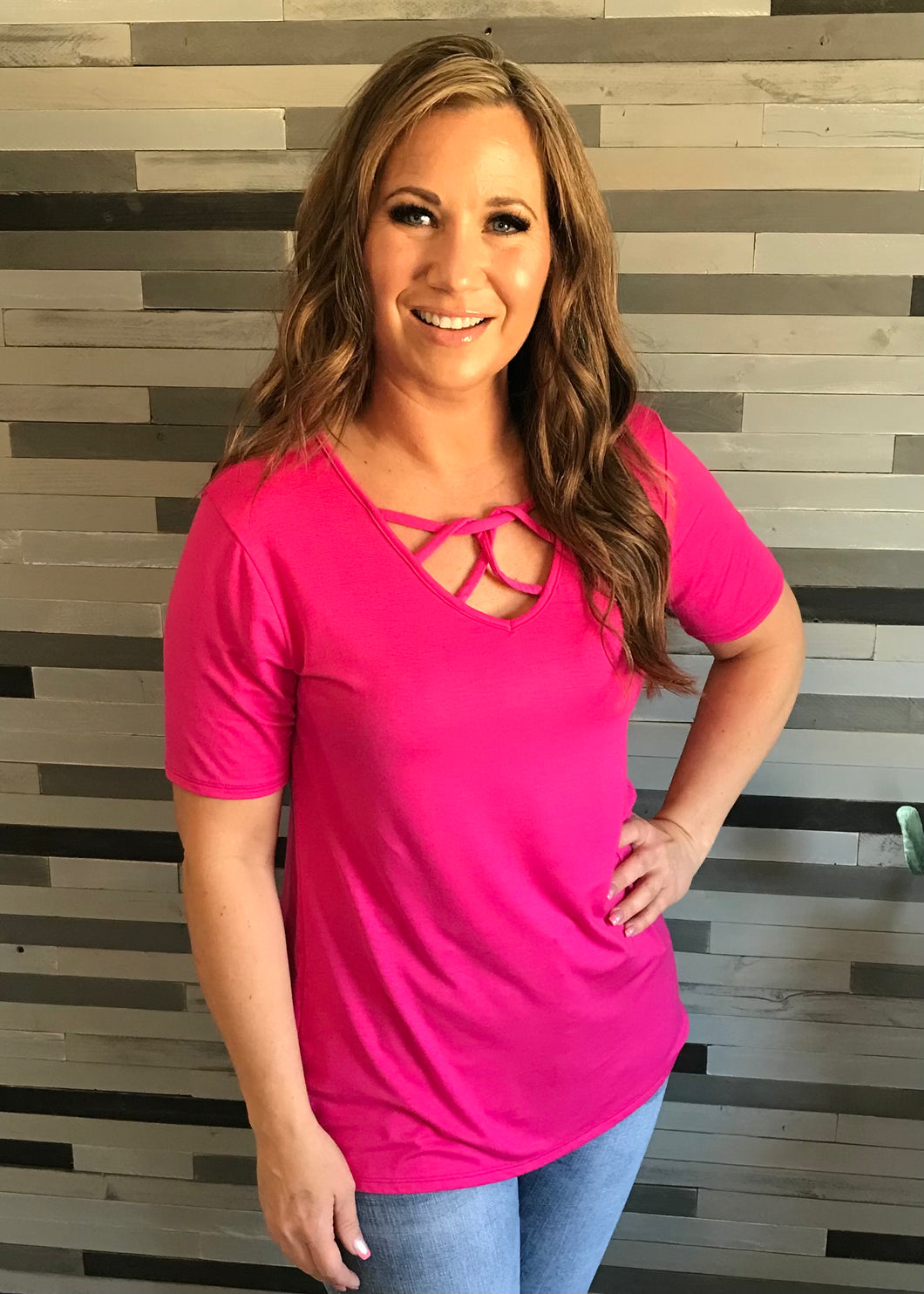 Fuschia Strappy Tee