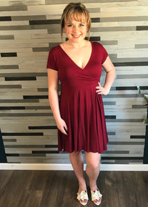 Burgundy Midi Wrap Dress