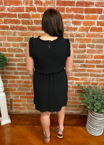 Black Ruffle Sleeve Dress