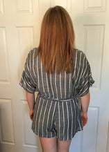 Grey & White Striped Romper
