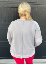 Grey Thermal Long Sleeve Hem Top PLUS