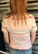 Blush & Ivory Striped V-Neck Pocket Tee