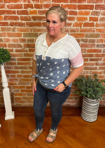 Red, White, & Blue Lace Top PLUS