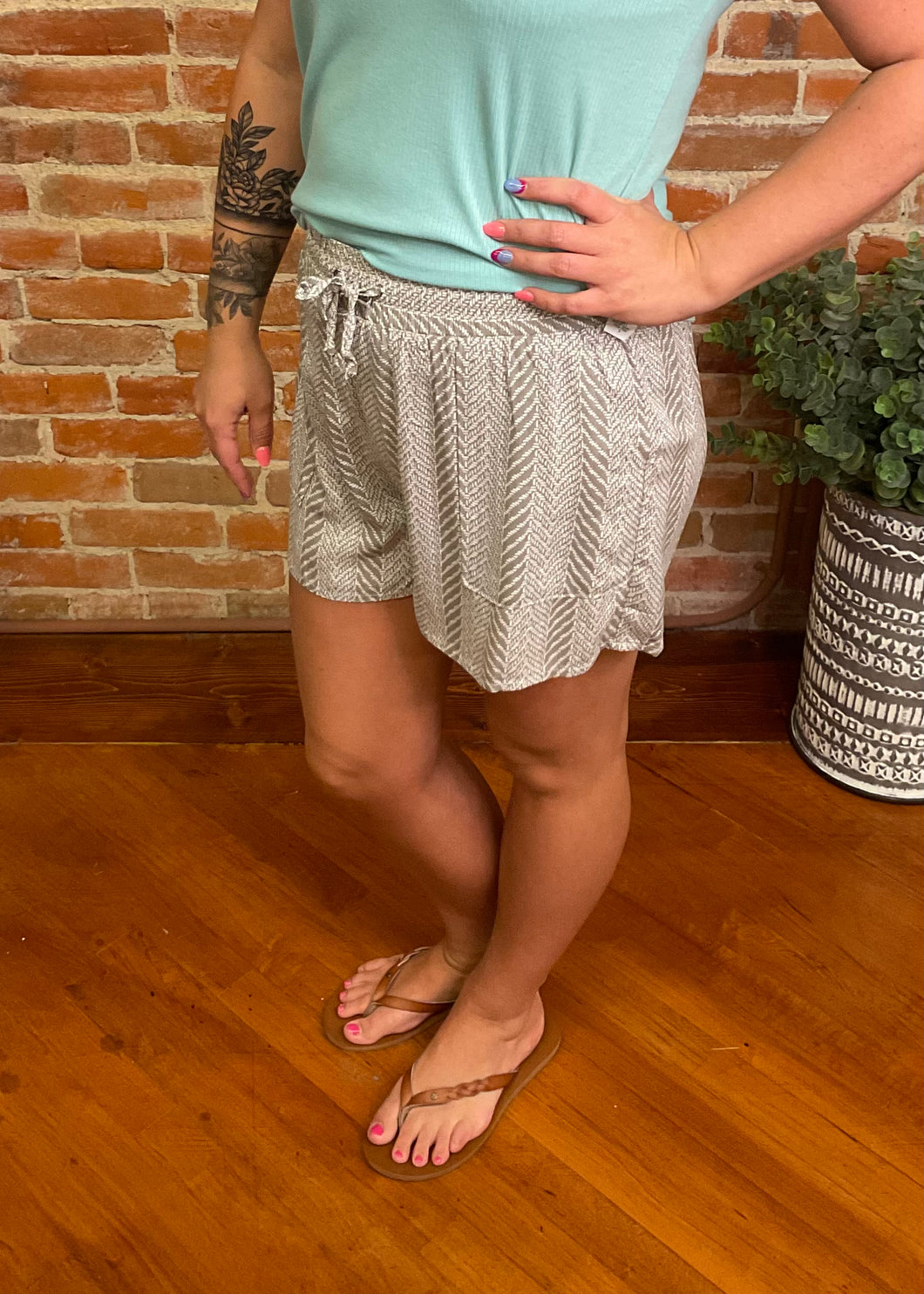 Taupe Patterned Shorts