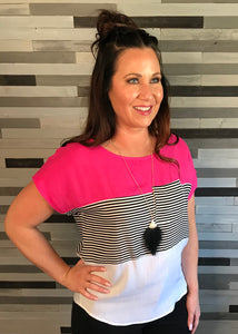 Fuchsia Color Block Blouse