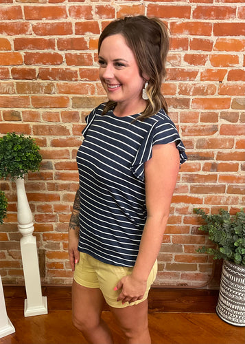Scoop Neck Navy & White Stripe Tee
