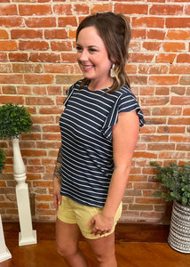 Scoop Neck Navy & White Stripe Tee
