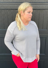 Grey Thermal Long Sleeve Hem Top PLUS