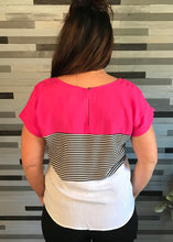 Fuchsia Color Block Blouse