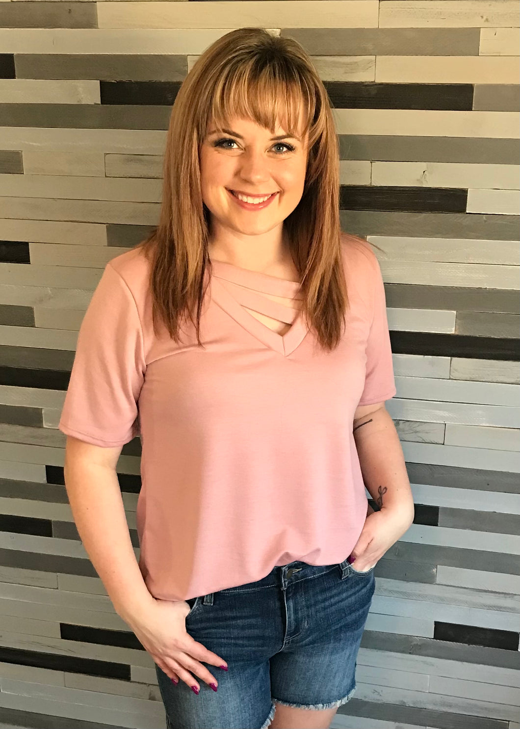Dusty Pink Strappy Tee